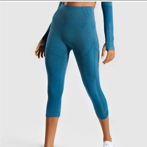 Gymshark Geo Seamless crop leggings teal medium nwot